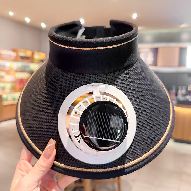 Bbreathable sun hat with two integrated mini fans, wide brim and adjustable chin strap Bowlift