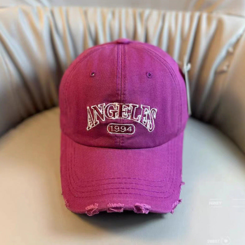 Women's Distressed Vintage-Style Adjustable Baseball Cap Bowlift