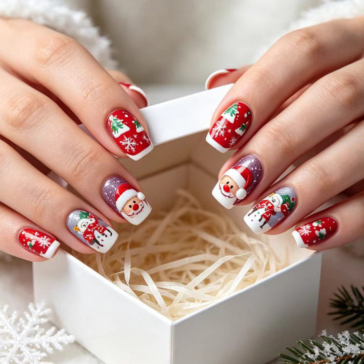Artificial nails with festive Santa design Bowlift