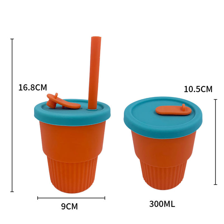 Unisex reusable silicone cup with lid and straw Bowlift