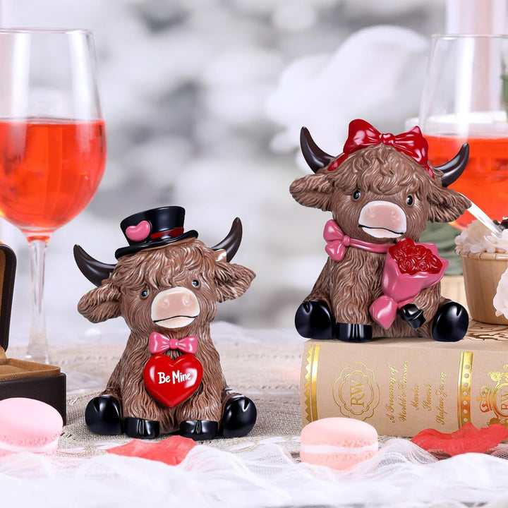 Decorative Highland Cattle Duo Stones Bowlift