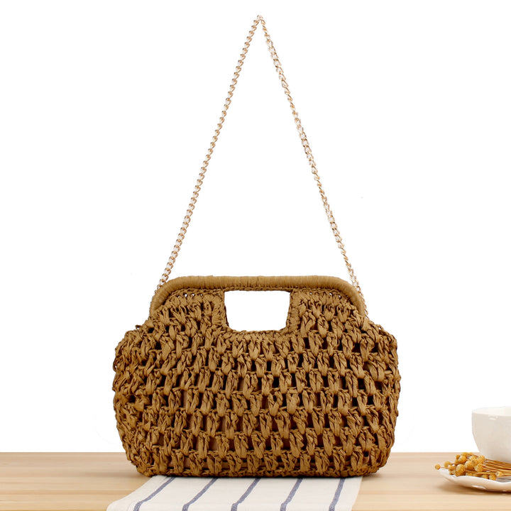 Braided handbag with elegant chain strap Bowlift