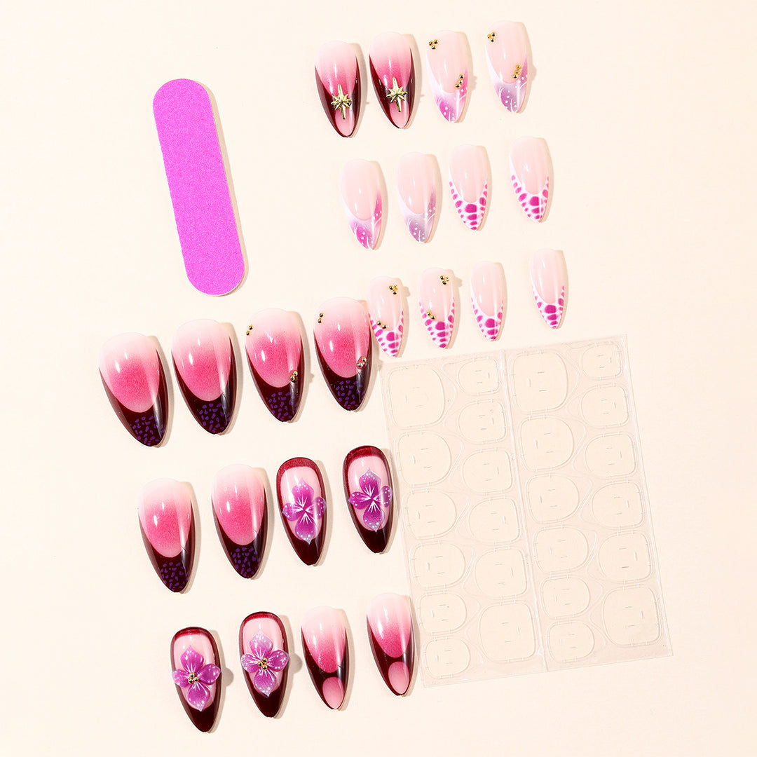 Floral-Accent Stiletto Nail Art Extensions Bowlift