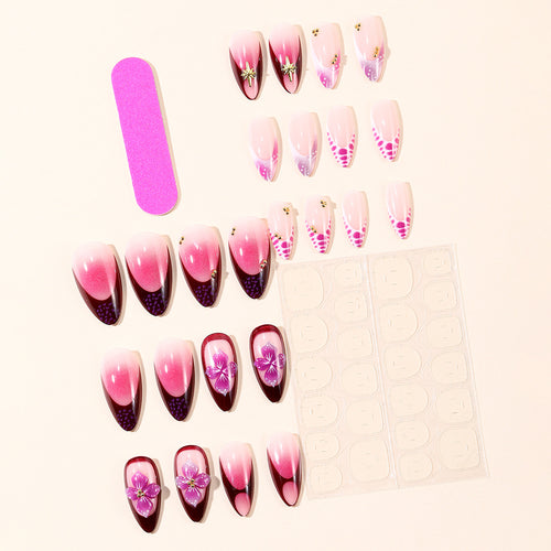 Floral-Accent Stiletto Nail Art Extensions Bowlift