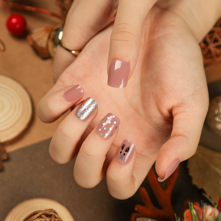 Artful Nail Extensions with Glitter and Rhinestone Embellishments Bowlift