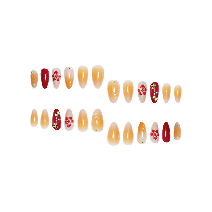 Decorative Floral Press-On Nail Art Set Bowlift