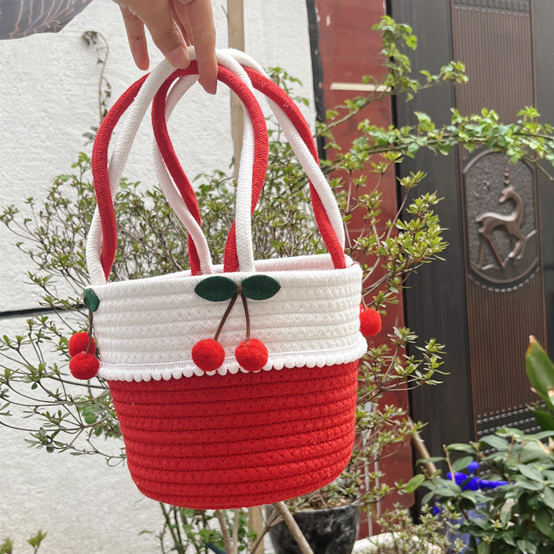 Ladies Playful Storage Basket with Pom-Pom Decoration Bowlift