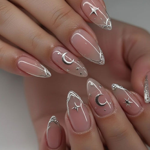 Elegant Nail Art with Moon and Star Designs Bowlift