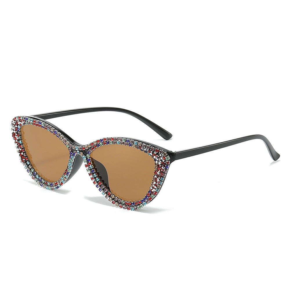 Glamorous Rhinestone-Embellished Cat-Eye Sunglasses Bowlift
