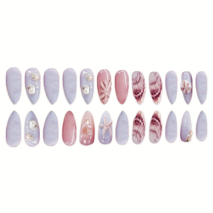 Shell-Decorated Press-On Nail Art Bowlift