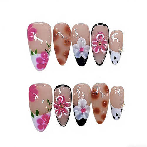 Artistic Floral Press-On Nail Set Bowlift 1787296026