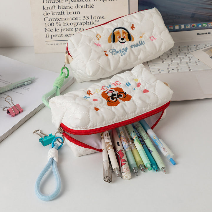 Quilted Cartoon Dog Pencil Case Bowlift
