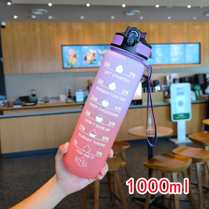 Ladies motivating water bottle with time markings Bowlift