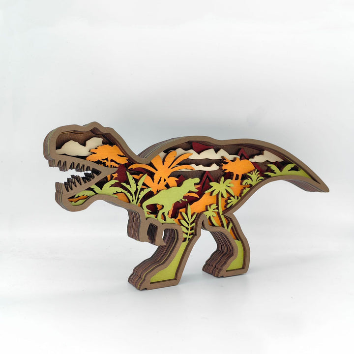 Layered Wooden Dinosaur Decorative Sculpture Bowlift