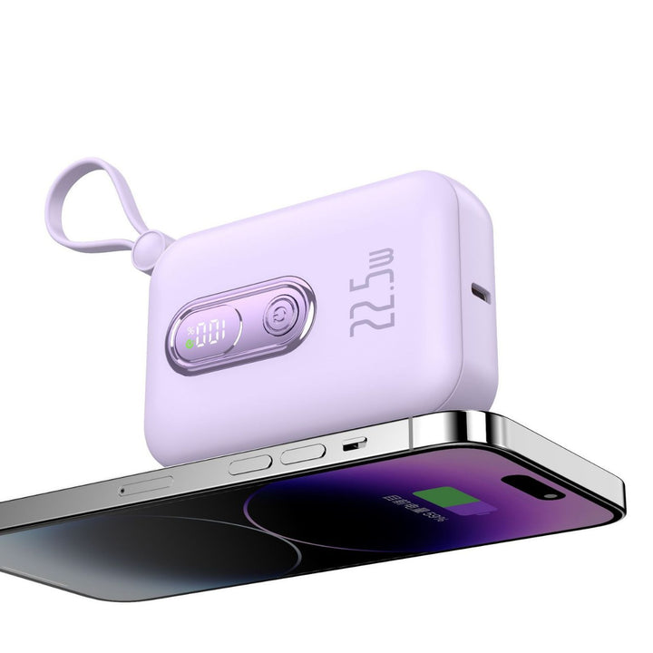 Portable power bank with integrated USB-C port and digital charge status display Bowlift
