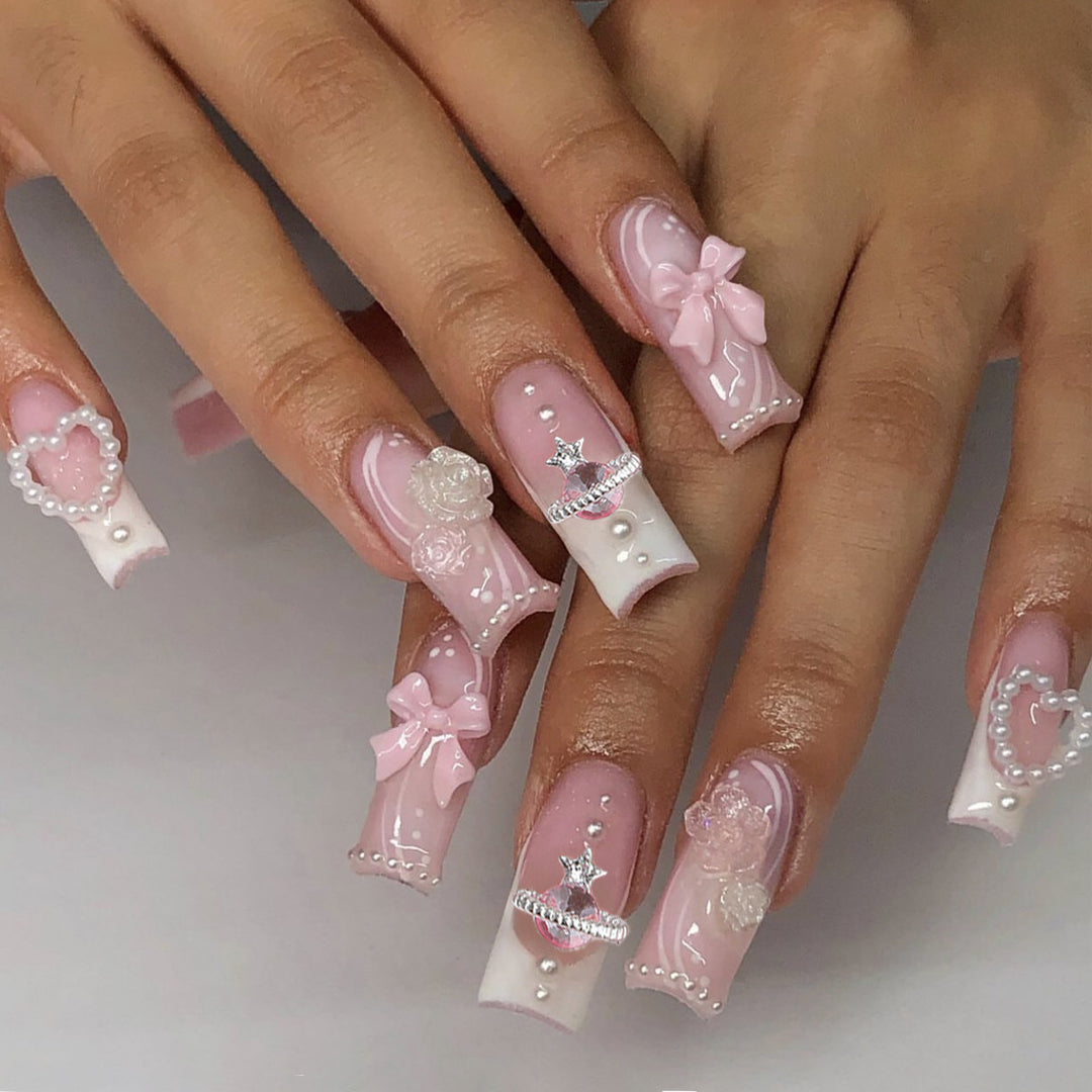 Elegant Full-Cover Press-On Nail Set Bowlift