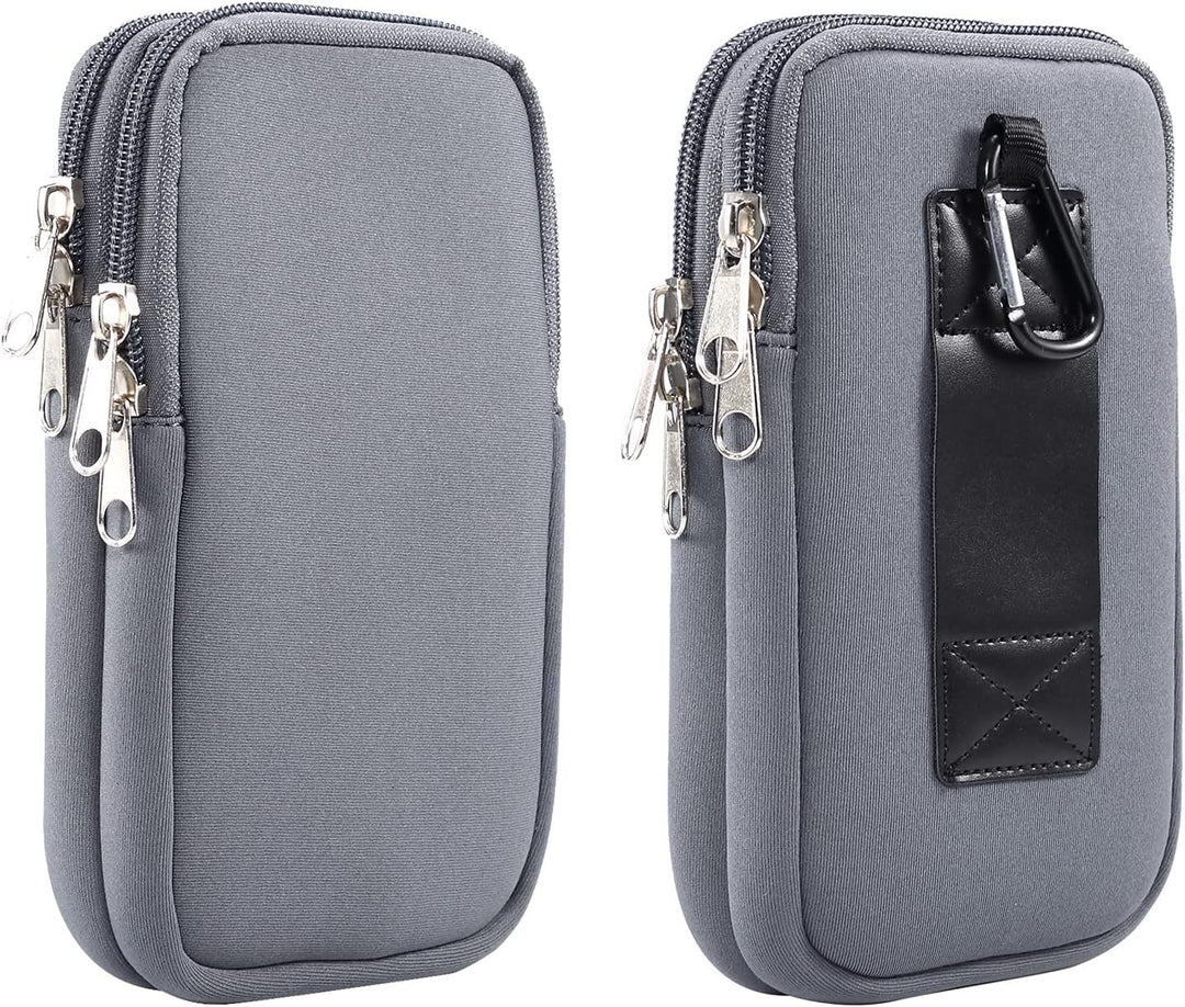 Protective Neoprene Phone Belt Pouch with Double Zip and Carabiner Bowlift