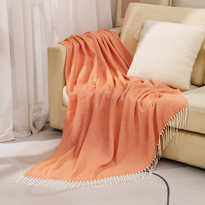 Luxury Herringbone Pattern Throw Blanket Bowlift