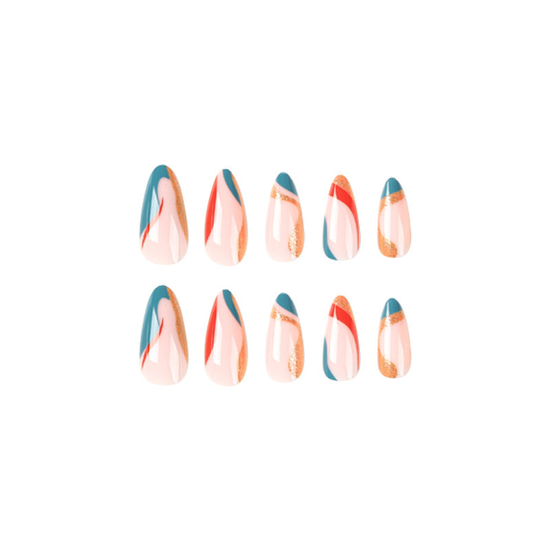 Artificial nail art with creative gradient and glitter elements Bowlift