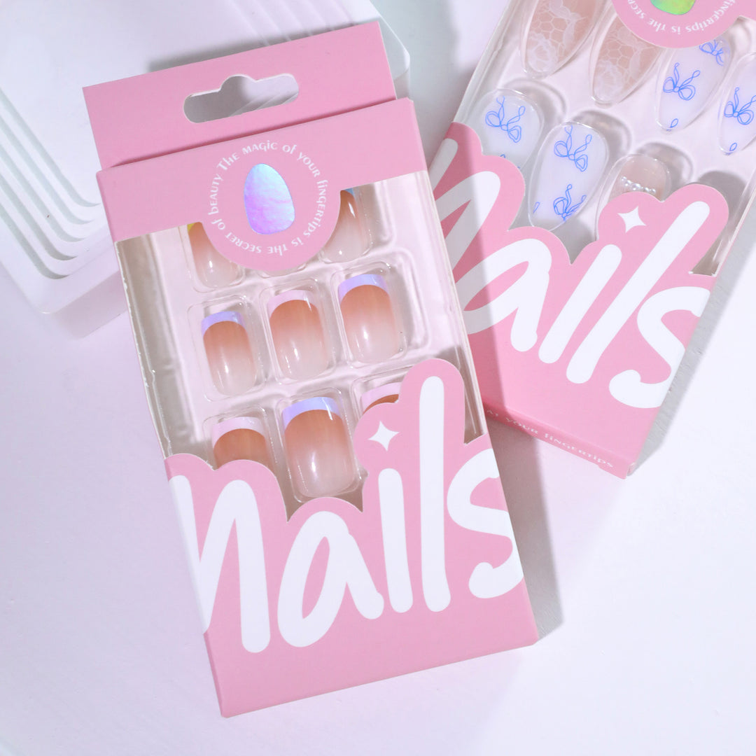 Creative nail extensions with colorful French tip Bowlift