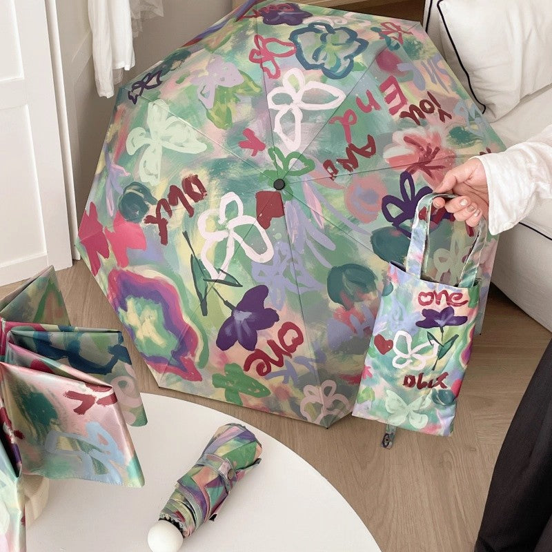 Ladies Foldable Rainbow Retouch Rain Umbrella Bowlift