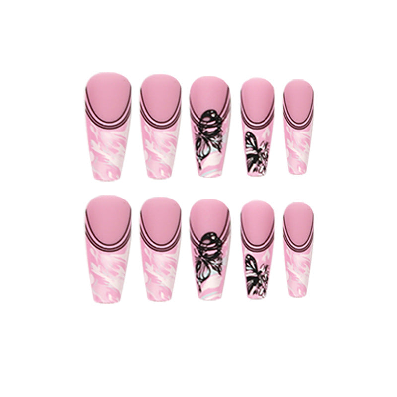 Artificial nail art with delicate butterfly designs Bowlift