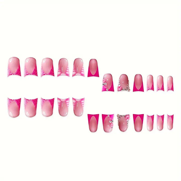 Glamorous Nail Art Set with Floral and Rhinestone Accents Bowlift
