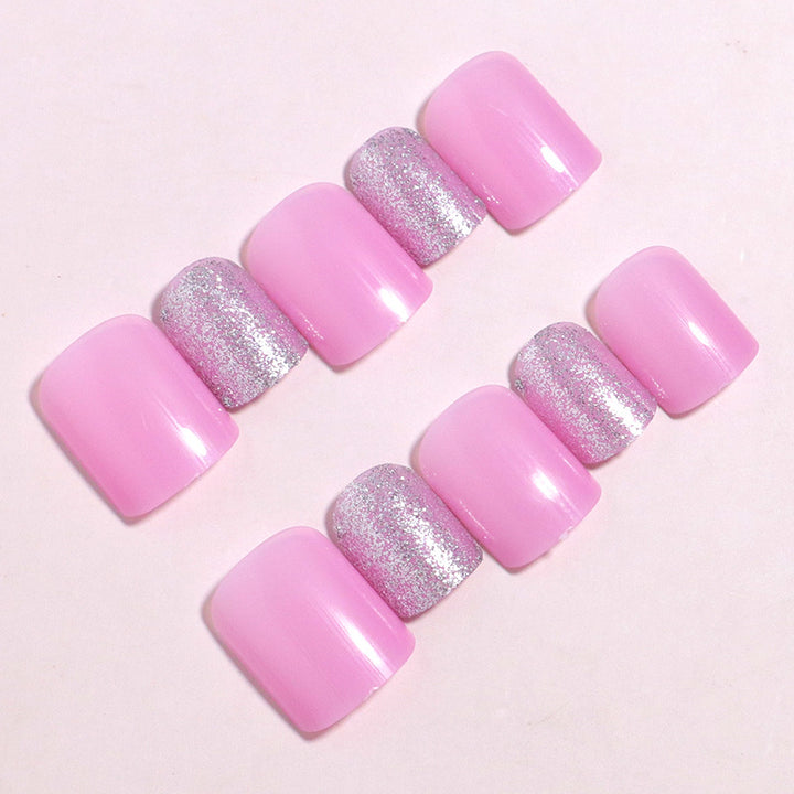 Decorative Press-On Nail Set with Glitter Accents Bowlift