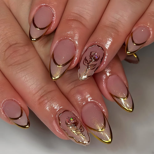 Elegant Floral Press-On Nail Set Bowlift 1787913793