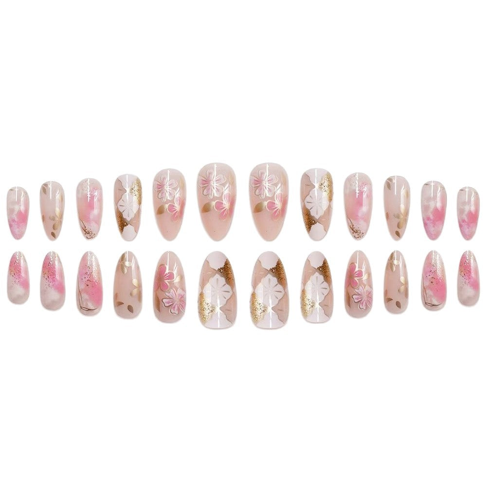 Floral Embellished Press-On Nail Art Bowlift