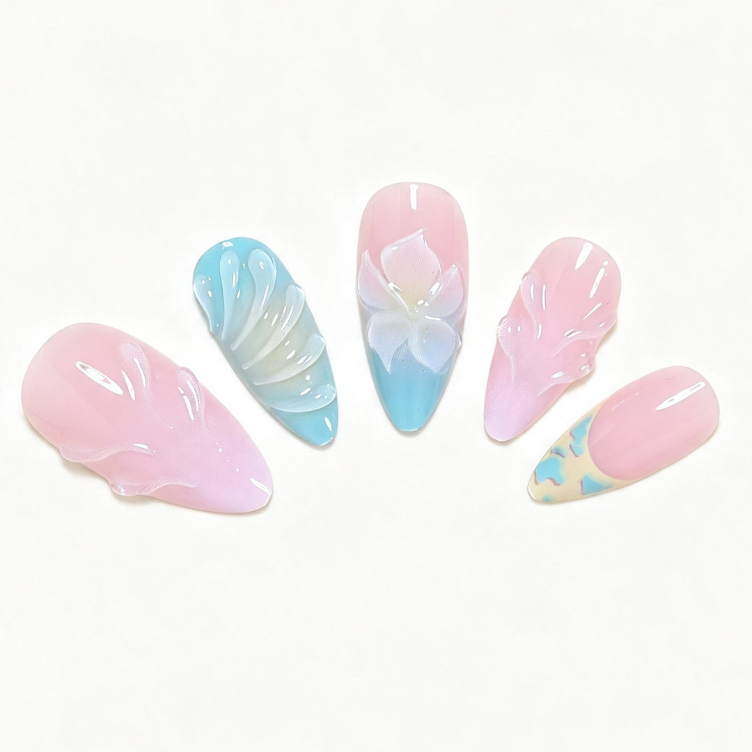 Elegant Floral Sculpted Nail Art Tips Bowlift