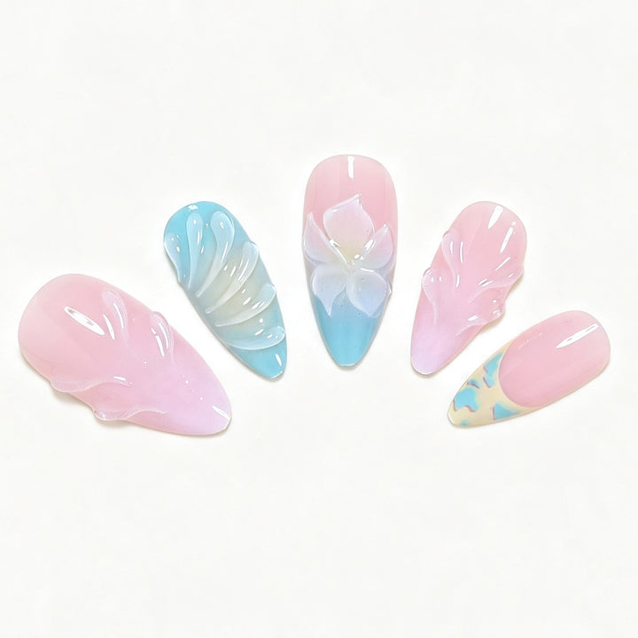 Elegant Floral Sculpted Nail Art Tips Bowlift
