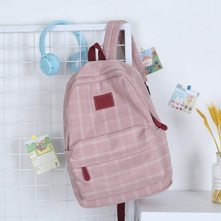 Classic Plaid Pattern School Backpack Bowlift