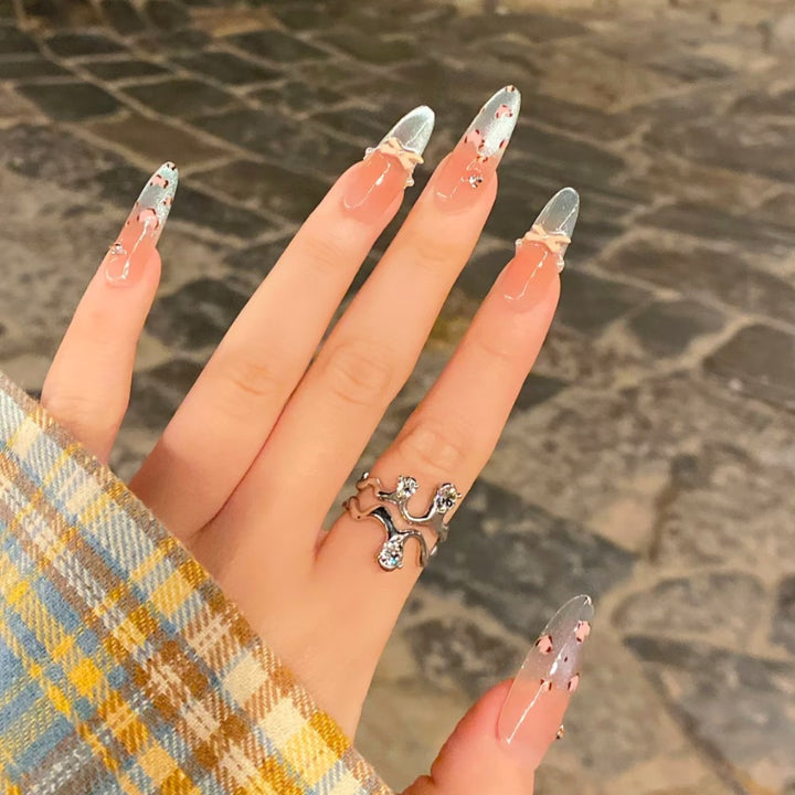Artistic Long Stiletto Press-On Nails with Bow Design Bowlift