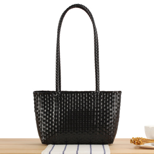 Handbag with Braided Design and Long Shoulder Straps Bowlift