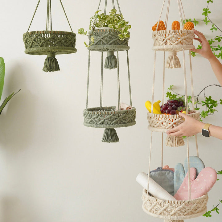 Multi-Tiered Macrame Hanging Storage Bowlift