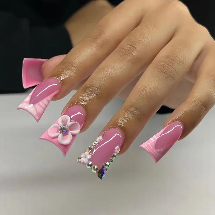 Floral Acrylic Nail Art Extensions Bowlift