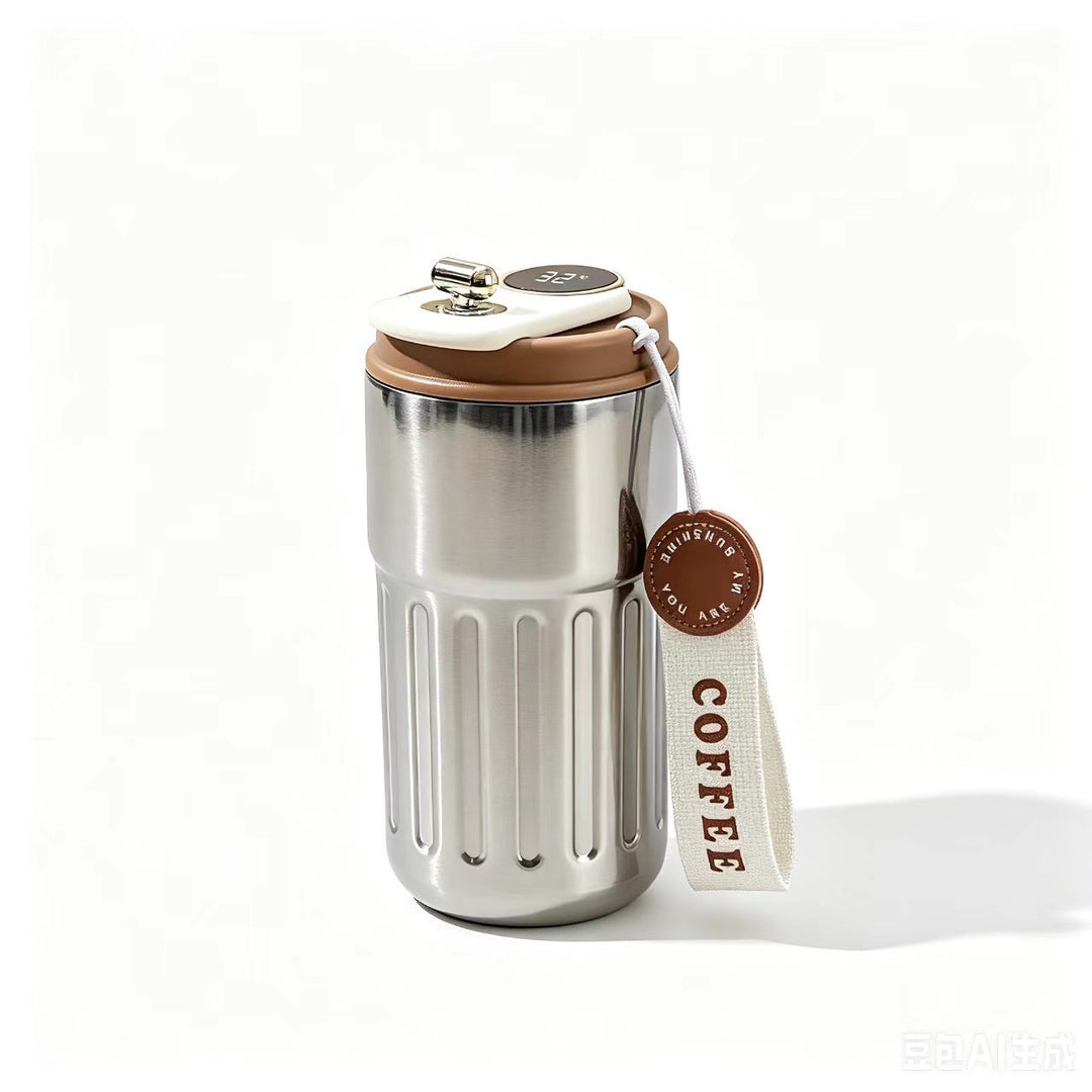 Insulated Stainless Steel Travel Coffee Tumbler with Leakproof Lid and Carry Strap Bowlift