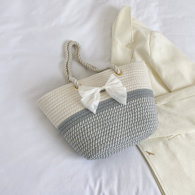 Handcrafted Floral Detail Straw Tote Bag Bowlift