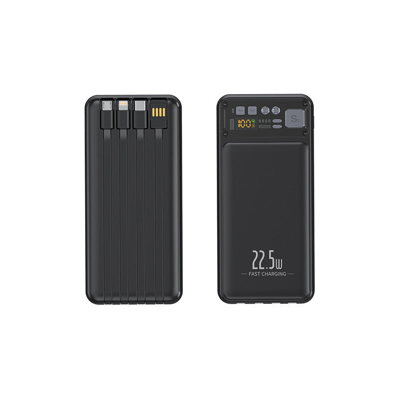 Power bank with integrated cable system and digital charging display Bowlift