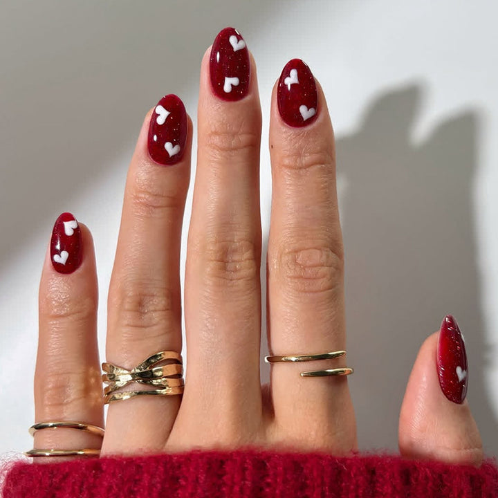 Heart Design Press-On Nail Set Bowlift