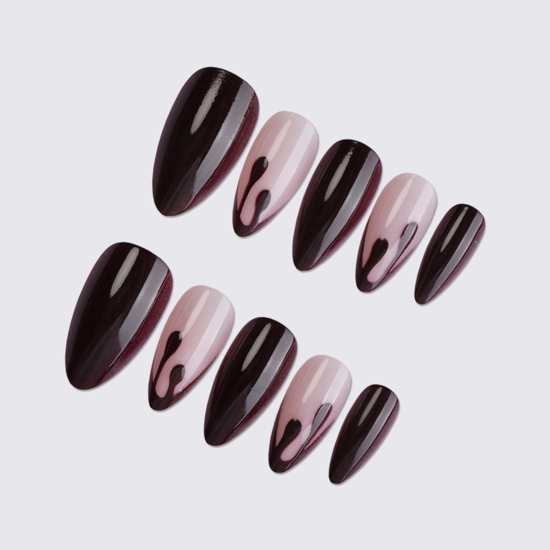Stiletto Press-On Nail Set with Unique Artistic Design Bowlift
