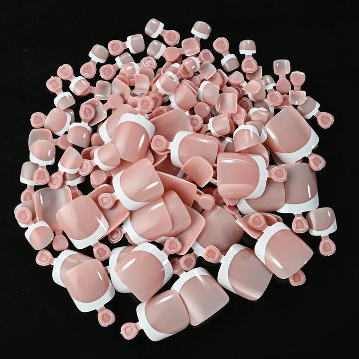 French Tip Gel Toenail Set Bowlift