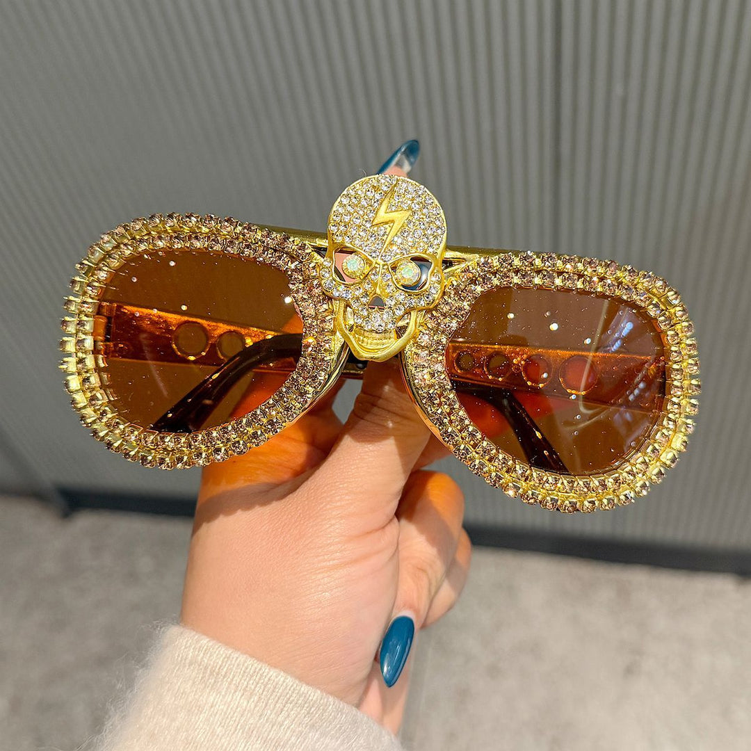 Women's statement sunglasses with eye-catching skull design and sparkling crystal detailing Bowlift