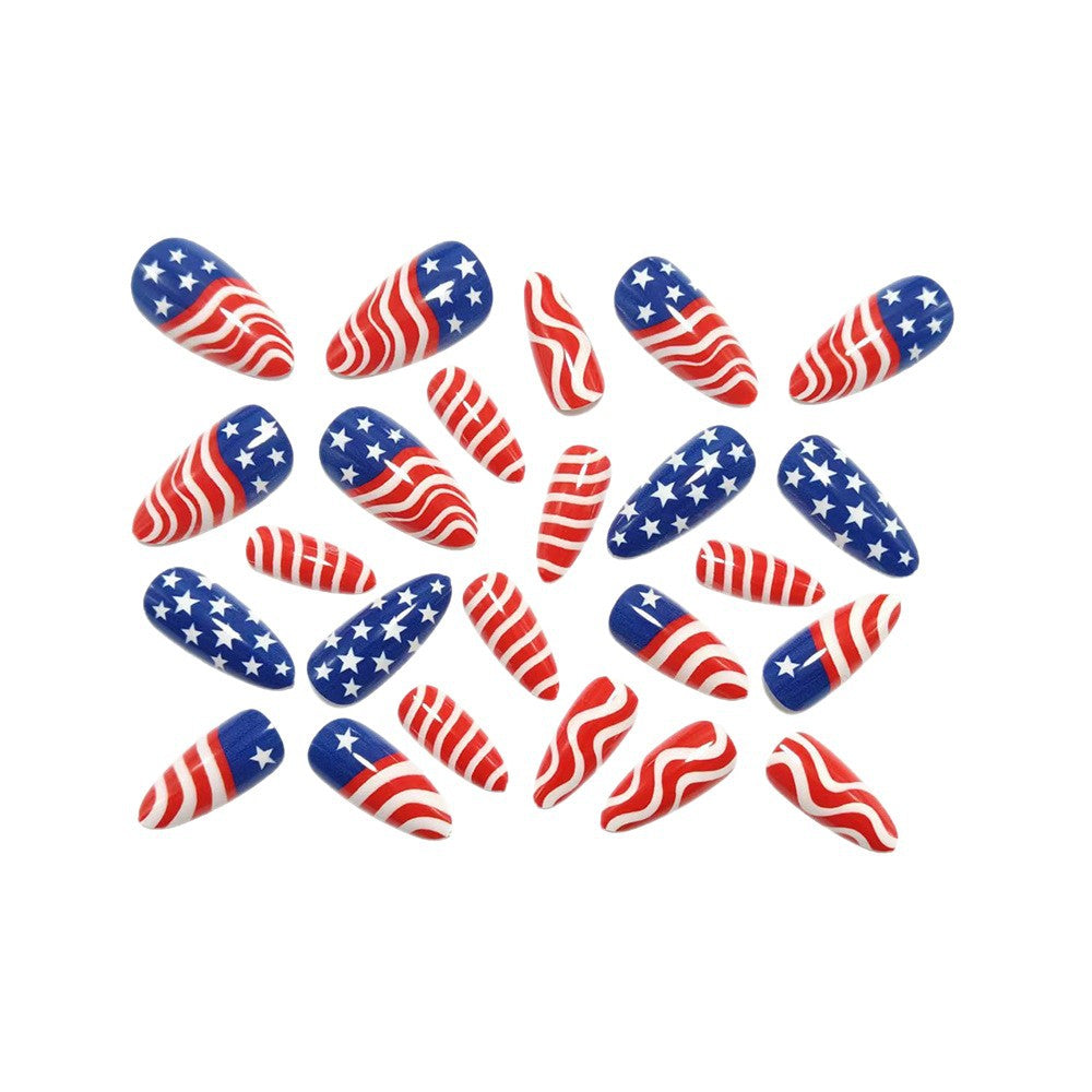 Artificial Nails in Patriotic Waves and Stars Design Bowlift