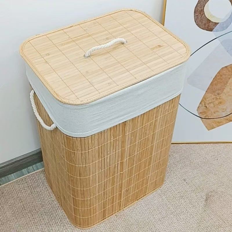 High-quality bamboo laundry container with lid Bowlift
