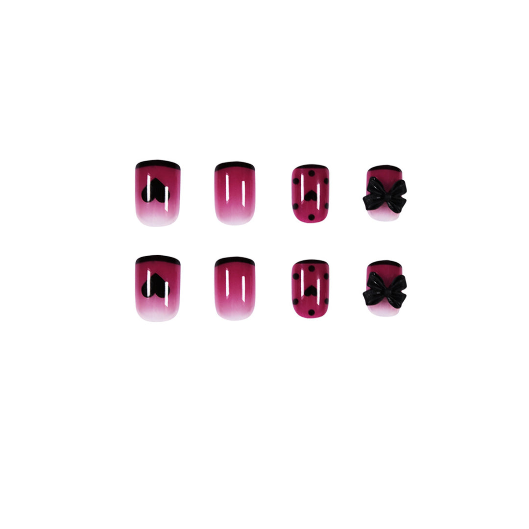 Artistic nail extensions with cute bow and heart designs Bowlift