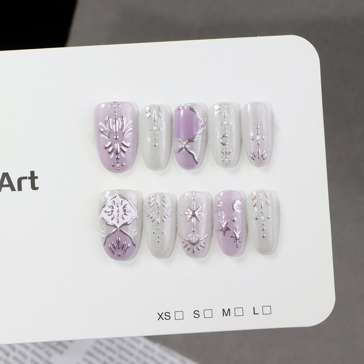 Decorative Metallic Press-On Nail Art Set Bowlift