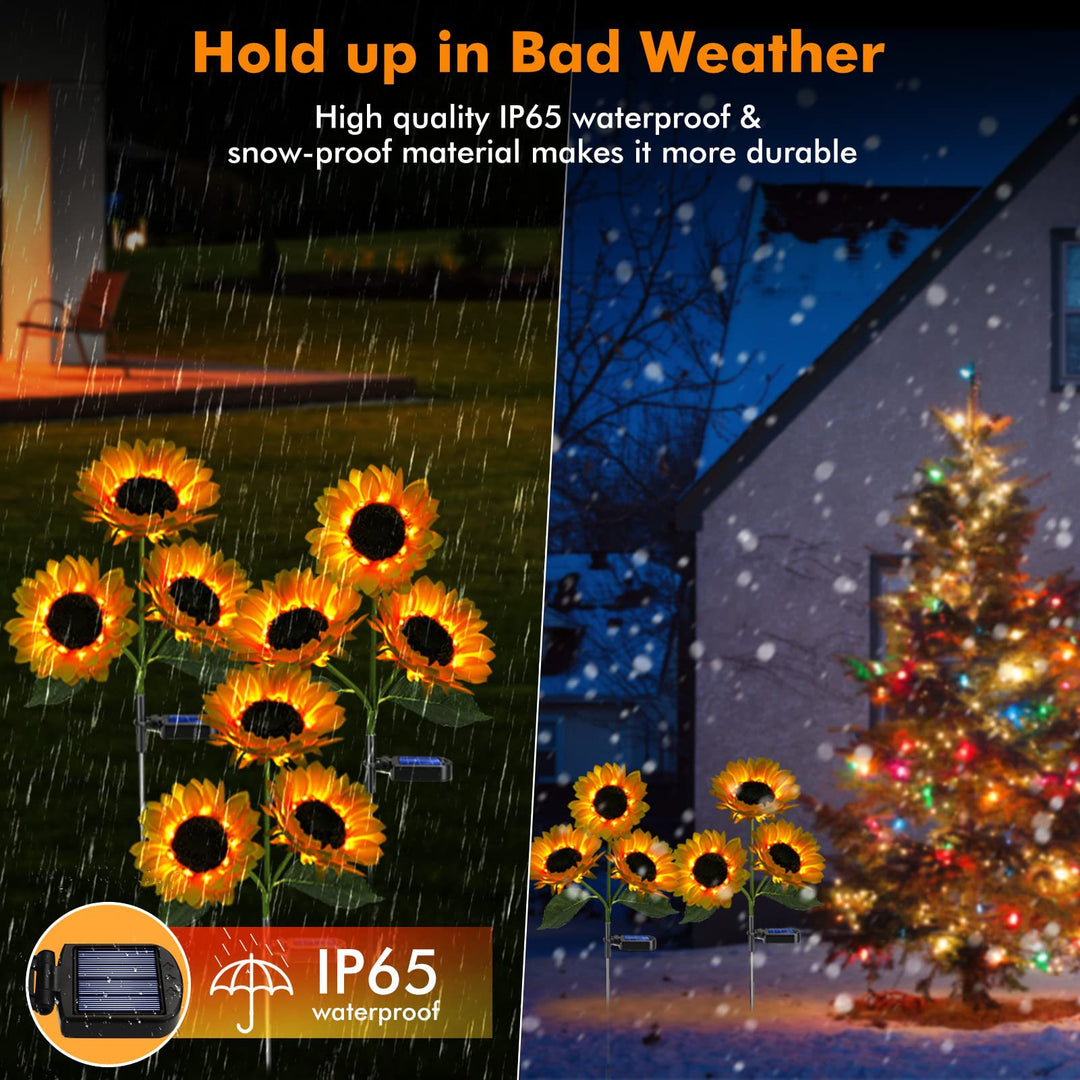 Solar-Powered Outdoor Garden Stake Lights With Realistic Sunflower Blooms And Waterproof Solar Controller Bowlift