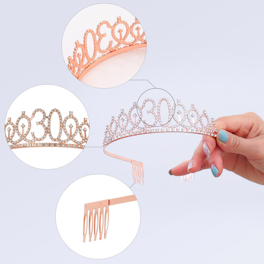 Ladies Sparkling Tiara with personalized 80th Birthday Inscription Bowlift
